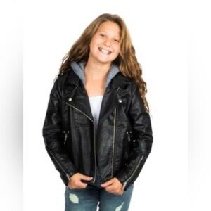 NWT Blank NYC Black Faux Leather Jacket with Detachable Hoodie